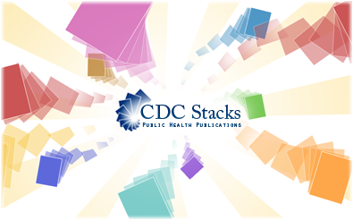 CDC Stacks logo surrounded by books and documents
