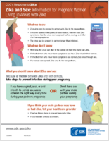 CDCs Response to Zika Zika and Sex Information for Pregnant Women Living in Areas with Zika March 14 2016