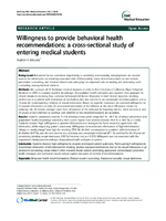 Willingness to provide behavioral health recommendations a crosssectional study of entering medical students