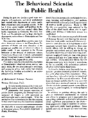 The behavioral scientist in public health