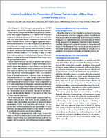 Interim Guidelines for Prevention of Sexual Transmission of Zika Virus  United States 2016