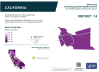 CA Congressional District 14 Stroke and Federally Qualified Health Centers Map 118th Congress