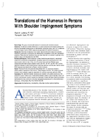Translations of the humerus in persons with shoulder impingement symptoms