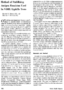 Method of stabilizing antigen emulsion used in VDRL syphilis tests