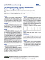 Use of Syndromic Data to Determine Oral Health Visit Burden on Emergency Departments