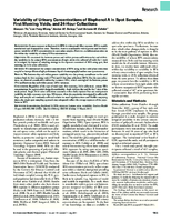 Variability of Urinary Concentrations of Bisphenol A in Spot Samples First Morning Voids and 24Hour Collections