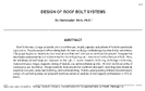 Design of Roof Bolt Systems