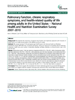 Pulmonary function chronic respiratory symptoms and healthrelated quality of life among adults in the United States  National Health and Nutrition Examination Survey 20072010