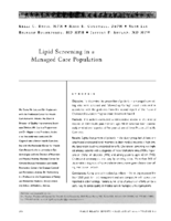 Lipid Screening In A Managed Care Population