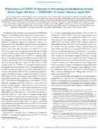 Effectiveness of COVID19 Vaccines in Preventing Hospitalization Among Adults Aged 65 Years  COVIDNET 13 States FebruaryApril 2021