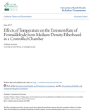 Effects of temperature on the emission rate of formaldehyde from medium density fiberboard in a controlled chamber