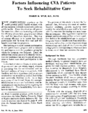 Factors Influencing Cva Patients To Seek Rehabilitative Care