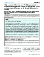 High Levels of Adherence and Viral Suppression in a Nationally Representative Sample of HIVInfected Adults on Antiretroviral Therapy for 6 12 and 18 Months in Rwanda