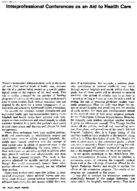 Interprofessional Conferences As An Aid To Health Care