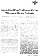 Insights gained from teaching and working with apache nursing assistants