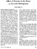 Effect Of Parents In The Home On Juvenile Delinquency