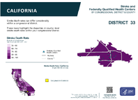 CA Congressional District 33 Stroke and Federally Qualified Health Centers Map 118th Congress
