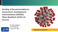 Grading of recommendations assessment development and evaluation GRADE  Pfizer BioNTech COVID19 vaccine