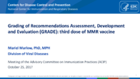 Grading of Recommendations Assessment Development and Evaluation GRADE third dose of MMR vaccine