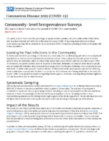 CommunityLevel Seroprevalence Surveys CDC Wants to Learn More About the Spread of COVID19 in Communities June 1 2020