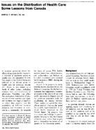 Issues On The Distribution Of Health Care Some Lessons From Canada