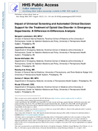 Impact of Universal Screening and Automated Clinical Decision Support for the Treatment of Opioid Use Disorder in Emergency Departments A DifferenceinDifferences Analysis
