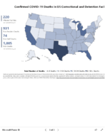 Confirmed COVID19 deaths in US correctional and detention facilities by state 8272020