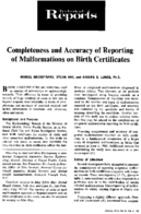 Completeness And Accuracy Of Reporting Of Malformations On Birth Certificates