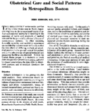 Obstetrical care and social patterns in metropolitan Boston