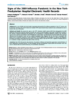Signs of the 2009 Influenza Pandemic in the New YorkPresbyterian Hospital Electronic Health Records