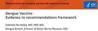 Dengue vaccine  evidence to recommendations framework