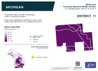 MI Congressional District 11 Stroke and Federally Qualified Health Centers Map 118th Congress