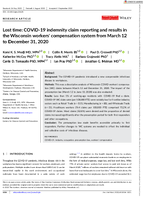 Lost Time COVID19 Indemnity Claim Reporting and Results in the Wisconsin Workers Compensation System from March 12 to December 31 2020
