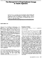 The Management Of Organizational Change In Health Agencies