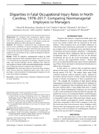 Disparities in Fatal Occupational Injury Rates in North Carolina 19782017 Comparing Nonmanagerial Employees to Managers