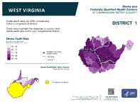 WV Congressional District 01 Stroke and Federally Qualified Health Centers Map 118th Congress