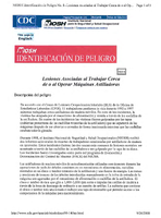 NIOSH identificacin del peligro HID 8  lesiones asociadas al trabajar cerca de o al operar mquinas astilladoras