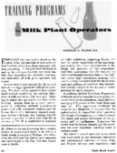 Training programs for milk plant operators