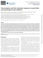 Preconception and First Trimester Exposure to Pesticides and Associations with Stillbirth