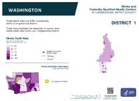 WA Congressional District 01 Stroke and Federally Qualified Health Centers Map 118th Congress