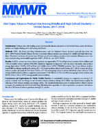 Vital Signs Tobacco Product Use Among Middle and High School Students  United States 20112018