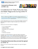 Considerations for public poolshot tubs and water playgrounds During COVID19 Oct 29 2020