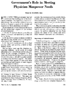 Governments role in meeting physician manpower needs