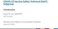 COVID19 Vaccine Safety Technical VaST Subgroup