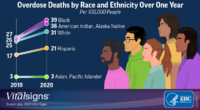Overdose Deaths by Race and Ethnicity Over One Year Per 100000 People