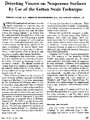 Detecting viruses on nonporous surfaces by use of cotton swab technique
