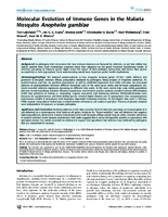 Molecular Evolution of Immune Genes in the Malaria Mosquito Anopheles gambiae