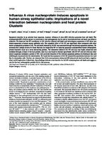 Influenza A virus nucleoprotein induces apoptosis in human airway epithelial cells implications of a novel interaction between nucleoprotein and host protein Clusterin
