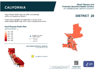 CA Congressional District 29 Heart Disease and Federally Qualified Health Centers Map 118th Congress