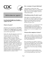 Helicobacter pylori Fact Sheet for Health Care Providers Upodated July 1998